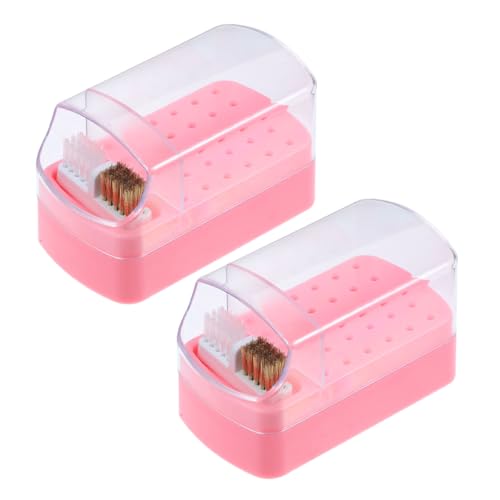PartyKindom 2 Stück 30-loch Nagelbohrerhalter Mit Reinigungsfunktion Nagelbohrer Organizer Etui Kunststoff Für Maniküre Und Nail Art Pink von PartyKindom