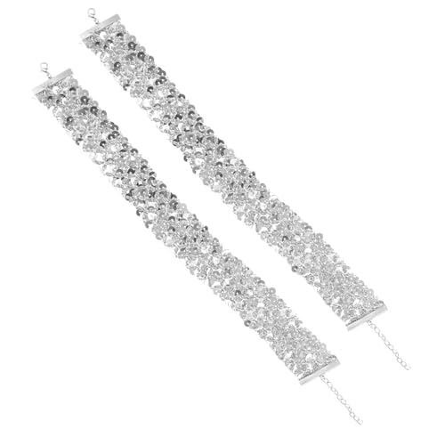 PartyKindom 2 Stück Teiliges Pailletten Kropfband Damen Choker Halskette Glitzernde Kurz Halskette Modischer Schmuck für Partys Alltag Valentinstag von PartyKindom