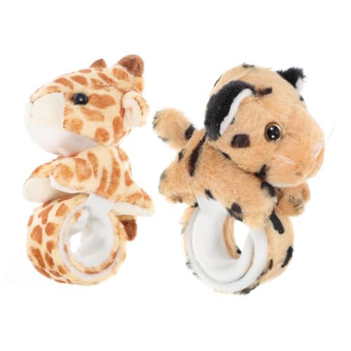 PartyKindom 2 Stück Teiliges Plüsch Slap Armband Tiermotive Giraffe Leopard und Langlebig Kindergeburtstag Mitgebsel Kuscheliges von PartyKindom