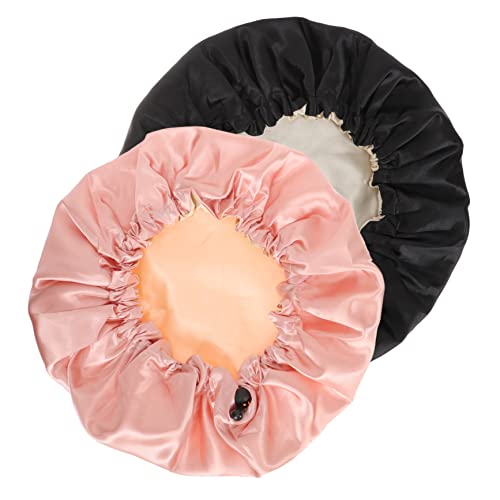 PartyKindom 2 Stück Teiliges Satin Schlafmütze für Damen Verstellbare Elastische Seidenhaube Strapazierfähige Stilvolle Nacht Haarhaube zum Schutz Lockiger Haare Komfortabel und Langlebig von PartyKindom