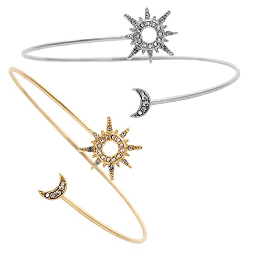PartyKindom 2 Stück Teiliges Sun And Moon Arm Cuff Damen Armreifen aus Langlebiger Legierung Offen und Verstellbar Modischer Schmuck in Gold und Silber für Stilbewusste Frauen von PartyKindom