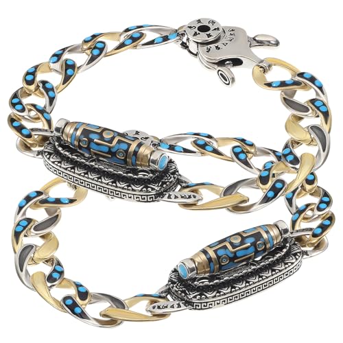 PartyKindom 2 Stück Tibetisches Armband Türkis Kupfer Handgefertigt Traditioneller Stil Unisex Schmuck Armbandkette Komfortabel und Vielseitig für Alltag und Fest von PartyKindom