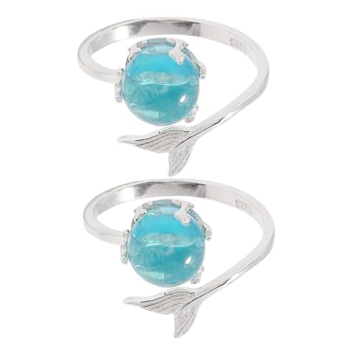 PartyKindom 2 Stück Verstellbare Ringe aus Langlebiger Zinklegierung Offener Ringband design Modische Ocean Statement Schmuck Damen Stapelbare Finger Ringe von PartyKindom