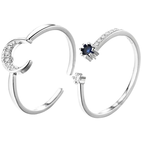 PartyKindom 2 Stück Offene Verstellbare Ringe für Damen Ästhetische Fingerringe Metall Modeschmuck für Hochzeit Valentinstag von PartyKindom