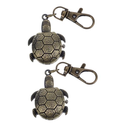 PartyKindom 2 Stück Vintage Schildkröte Taschenuhr Schlüsselanhänger Retro Flip Quartz Uhr mit Karabiner für Design für Besondere Anlässe von PartyKindom