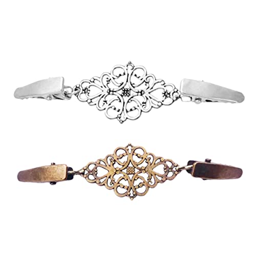 PartyKindom 2 Stück Vintage Strickjacke Clips Retro Pullover Kragen Clips für Kleider Schals und Cardigans Schmucknadel Silber und Antik Bronze für Hochzeiten und Partys von PartyKindom