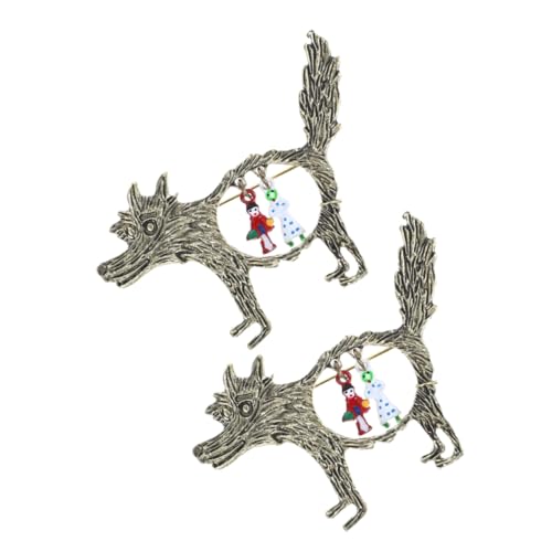 PartyKindom 2 Stücke Hohle Wolf Brosche für Frauen Zinklegierung Ebene Brosche für Weihnachten Vielseitige Anstecknadel für Kleidung von PartyKindom