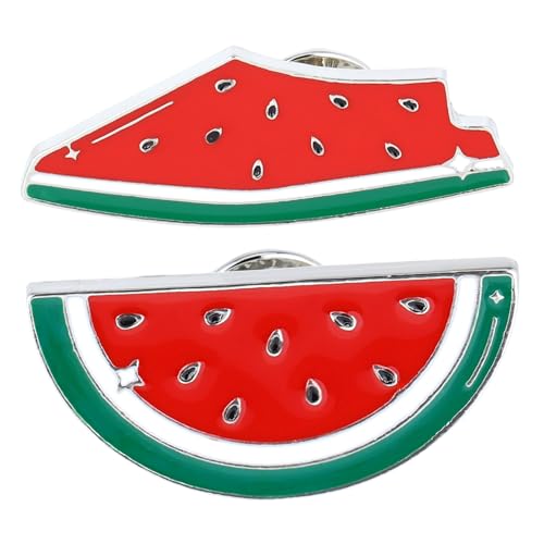 PartyKindom 2 Stück Wassermelonenbrosche Wassermelonenzubehör Cardigan Clip Kleidung Wassermelonen-Anstecknadel Obstbrosche Form Damen Strickjacke Clip Frauen kleiden Clips Zinklegierung rot von PartyKindom