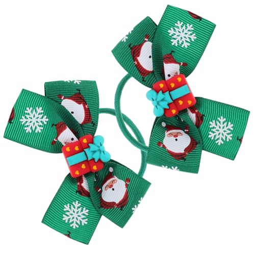 PartyKindom 2 Stück Weihnachtliche Haargummis mit Süßen Grünen Schleifen Elastische Haarring Bänder Weiche Ponytail Halter für Mädchen Festliche Haaraccessoires von PartyKindom