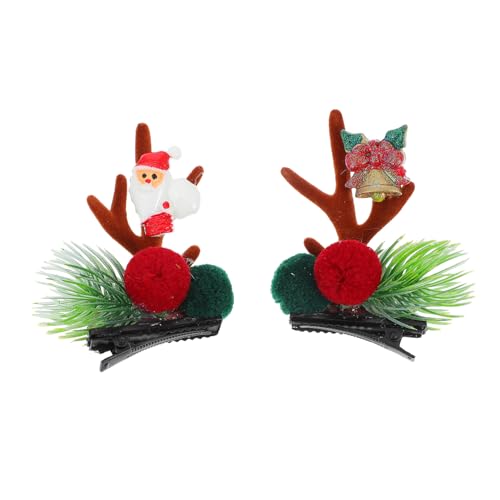 PartyKindom 2 Stück Weihnachtlicher Geweih Haarschmuck Kreative Rentier Haarspangen Komfortable Xmas Haarclips für Damen und Mädchen Passend für Haartypen Festliche Party Accessoires von PartyKindom