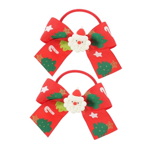 PartyKindom 2 Stück Weihnachts Haargummis mit Schleife Elastische Ponytail Halter für Mädchen Dehnbare Haarschleifen im Xmas Design Festlicher Haarschmuck für Frauen von PartyKindom