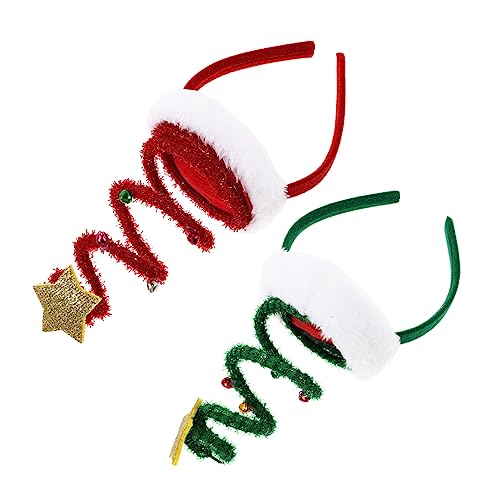 PartyKindom 2 Stück Weihnachtskopfbedeckungen Festliche Haarreifen mit Liebevollem Design Langlebige Stoffe für Erwachsene und Partys Grün und Rot von PartyKindom
