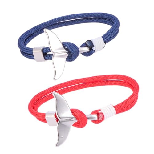 PartyKindom 2 Stück Whale Tail Armband Unisex Surfer Schmuck aus Langlebigem Survival Seil mit Metallhaken Verstellbares Nautisches Wickelarmband für Männer und Frauen Perfektes für Freundin von PartyKindom