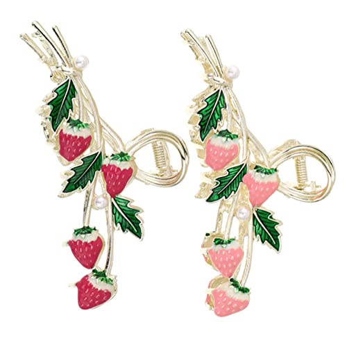PartyKindom 2 Stück Zarte Erdbeer Haarspangen Große Haarklammern für Damen Dekorative Robuste Haar Clips mit Erdbeer Modisches Haarschmuck Accessoire für Alltag und Festlichkeiten von PartyKindom