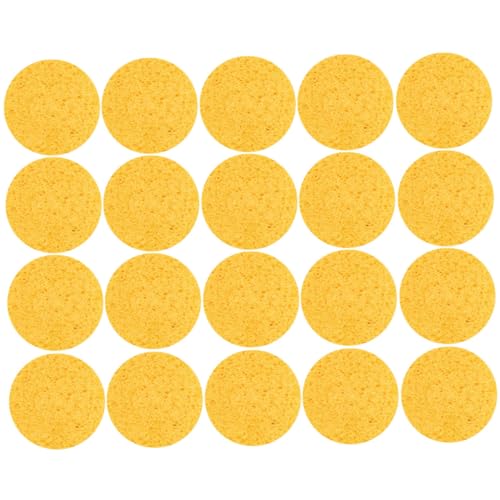 PartyKindom 20 Stück Runde Puderquasten aus Zellulose Weiche Wiederverwendbare Gesichtsreinigungsschwämme Sanftes Makeup Entferner Tool Gelb für Make Up und von PartyKindom