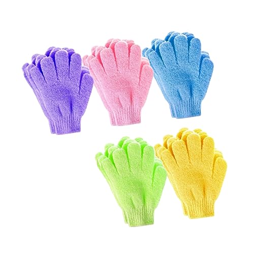 PartyKindom 20 Stück Teiliges Duschhandschuhe Fünf Finger Peeling Handschuhe zur Sanften Hautreinigung und Rückenmassage Weiche Vielseitige Waschhandschuhe für Damen und Zufällige Farbe von PartyKindom