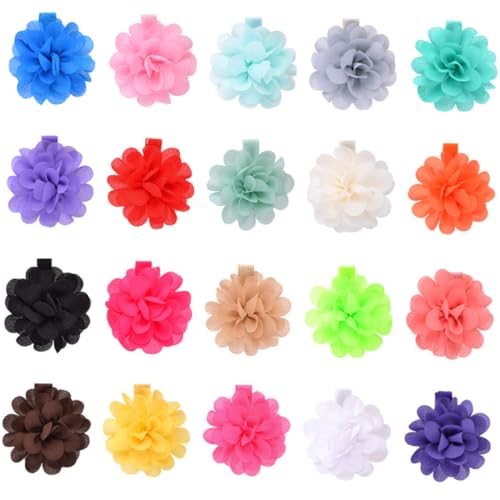 PartyKindom 20 Stück Teiliges Mini Blumen Haarklammern Bunte Stoff Haarspangen für Mädchen Hautschonend Bequem Niedliche Haarschmuck Accessoires von PartyKindom