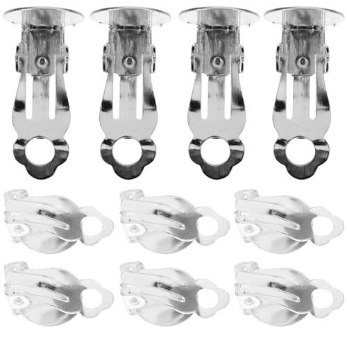 PartyKindom 20 Stück Teiliges Silber Runde Ohrclips Ohrstecker Umwandler Ohrschmuck DIY für Durchbohrte Ohren Komfortabel Hautfreundlich Leicht Tragbar von PartyKindom