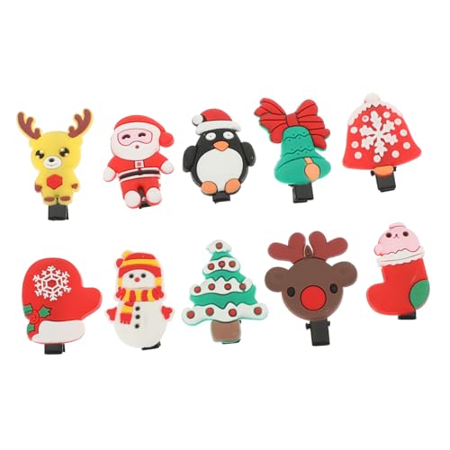 PartyKindom 20 Stück Teiliges Weihnachts Haarclip für Damen und Mädchen Niedliche Cartoon Designs mit Glöckchen Weihnachtliche Haarspangen in Bunten Farben Komfortabel und Schonend für von PartyKindom