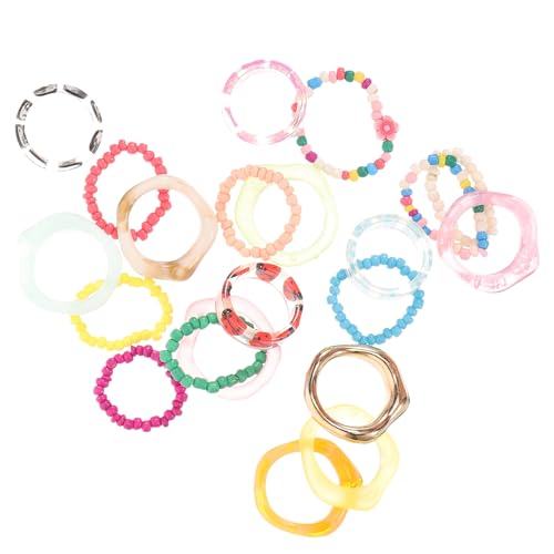 PartyKindom 21 Stück Teiliges Buntes Resin finger Knöchelring Verstellbare Modeschmuck ringe für Frauen und Mädchen Farbenfrohe Sommer ringe Angenehm und Kreativ Gestaltet von PartyKindom