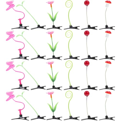 PartyKindom Haarclips für Mädchen 24 Stück Kawaii Haarspangen Pflanzenstil Robust Haarnadeln für Verschiedene Frisuren von PartyKindom