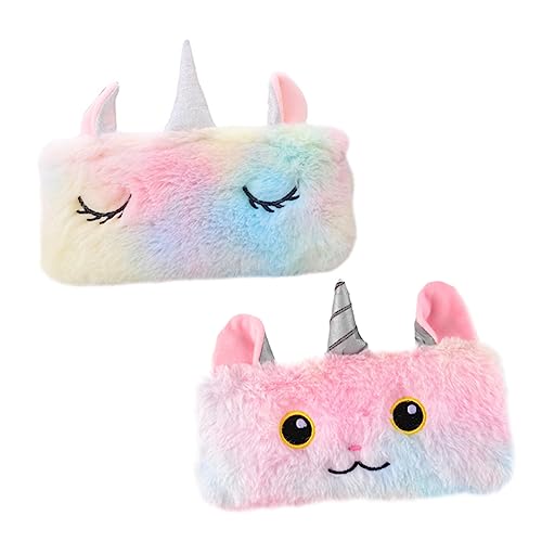 PartyKindom Plüsch Stiftetasche 2 Stücke Große Kapazität Cartoon Design mit Reißverschluss Tragbare Schreibwaren Tasche für Studenten von PartyKindom