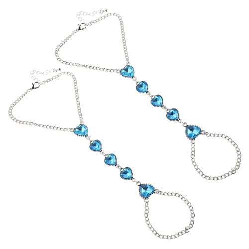 PartyKindom 2stücke Fußkette Mit Herz Boho Stil Fußarmband Mit Strasssteinen Für Frauen Blauer Fußschmuck Strandaccessoires Sommermode Fußkettchen Für Damen von PartyKindom
