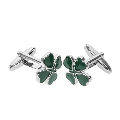 PartyKindom 2stücke Herren Manschettenknöpfe Grün Vierblättriges Kleeblatt Manschettenschmuck Irische Motive Knöpfe Für Business Freizeit Und Formelle Anlässe von PartyKindom