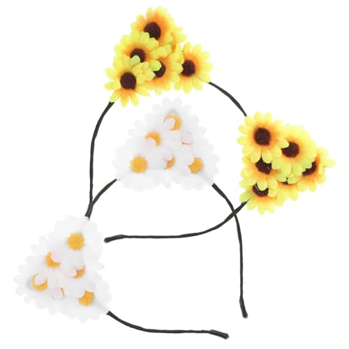 PartyKindom 2stücke Blumen-haarband Mit Katzenohren Für Frauen Dekoratives Stirnband Für Partys Und Feiertage Gelb Und Weiß Leicht Und Sicher Kreatives Fotorequisit von PartyKindom