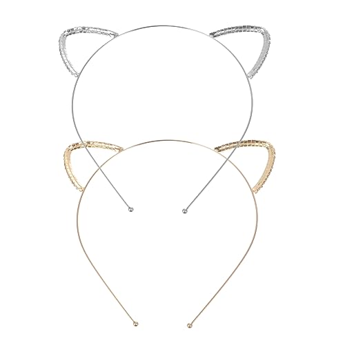 PartyKindom 2Stücke Katzenohren Haarband Glitzernde Ohrförmige Kopfbedeckung für Festivals und Partys und Bequeme Metallkopfbekleidung für Erwachsene von PartyKindom