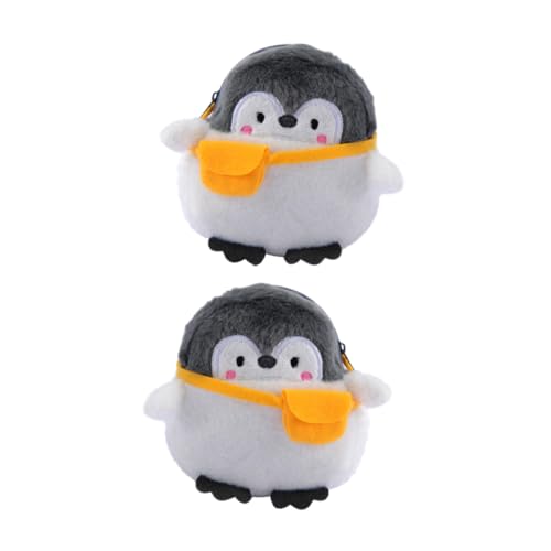 PartyKindom 2 Stücke Pinguin Münztasche Plüsch Geldbörse mit Süßem Tiermuster Tragbare Aufbewahrungstasche für Mädchen Kleiner Handtasche für Kosmetika und Kleingeld von PartyKindom