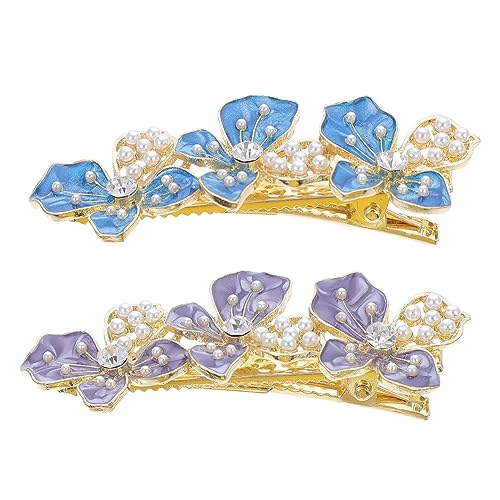 PartyKindom 2stücke Perlen Haarschmuck Blumen Haarspange Mädchen Haarnadel Frauen Kopfschmuck Perle Haarschmuck Blume Haarspange Mädchen Frauen von PartyKindom
