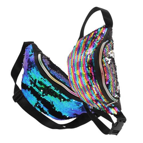 PartyKindom 2Stücke Teiliges Mermaid Pailletten Taillenpack mit Verstellbarem Gurt Farbenfrohe Umhängetasche für Damen für Mode und Freizeit und Auffällig von PartyKindom