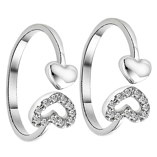 PartyKindom 2stücke Öffnungsring Mit Herz Für Damen Verstellbarer Fingerring Aus Schickes Fingerzubehör Als Für Mädchen Und Frauen Zu Weihnachten Valentinstag Oder Geburtstag von PartyKindom
