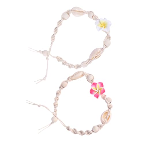 PartyKindom 2 Stück Damen Fußkettchen Muscheln Verstellbar Blumenmuster Sommer Strand Schmuck für Frauen Bohemian Fußkettchen von PartyKindom