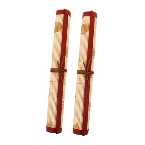 PartyKindom 2stücke Aquarellpinselhalter Aus Bambus Pinselrolle Für Künstler Roll-up-stifteetui Chinesischer Pinselstifthalter Bambus-Marker-Organizer Roll-up-Tasche Für Künstlerpinsel von PartyKindom