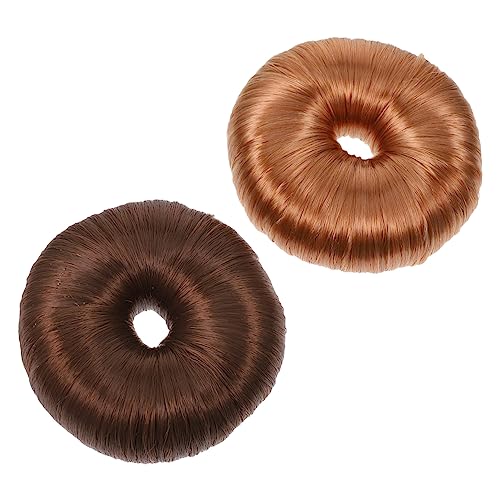PartyKindom 2stücke Mädchenperücke Haar-donut-dutt-maker Hochsteckfrisur-haarverlängerungsringe Mädchen-haarteil Chignon-haarteil Weich Natürliche Haarform von PartyKindom