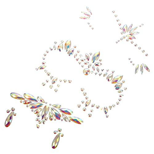 PartyKindom 3 Blätter Leuchtende Gesichtssticker mit Strasssteinen Fluoreszierende Aufkleber für Halloween Kostümparty Karneval und Mehr Einfach Anzubringen Entfernen Vielseitige Designs für von PartyKindom