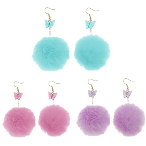 PartyKindom 3 Paare Damen Ohrringe mit Weichen Pom Pom Anhängern Bunte Ohrhänger Schmuck für Mädchen Leichte und Hautfreundliche Baumelohrringe für Alltag Party und Reisen PartyKindom 3 Paare Damen Ohrringe mit Weichen Pom Pom Anhängern Bunte Ohrhänger Schmuck für Mädchen Leichte und Hautfreundliche Baumelohrringe für Alltag Party und Reisen von PartyKindom