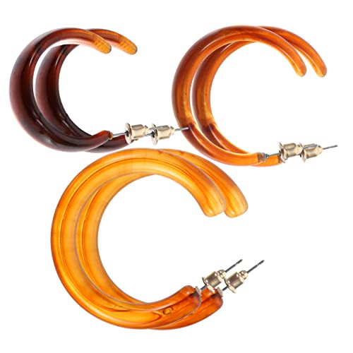 PartyKindom 3 Paare Minimalistische C Förmige Ohrringe Damen Ohrschmuck Kreative Geometrische Creolen Alltag Party von PartyKindom