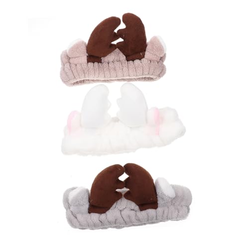 PartyKindom 3 STÜCKE Teiliges Plüsch Rentier Haarbänder Elastisches Weihnachts Stirnband Make Up Waschgesicht Damen Spa Haarbänder Hautfreundlich Komfortabel von PartyKindom