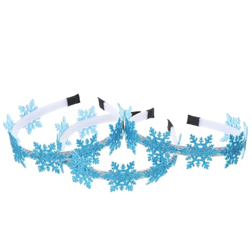 PartyKindom 3 STÜCKE Teiliges Weihnachts Schneeflocken Haarband Festliche Haarschmuck für Mädchen Glitzernde Xmas Haarreifen mit Schneeflocken Design für Party Cosplay und Weihnachtsfeier von PartyKindom