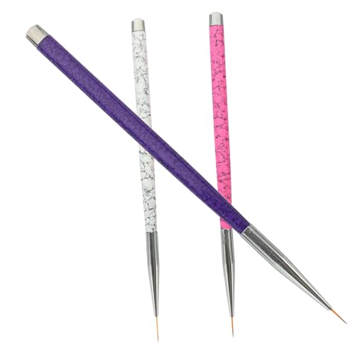PartyKindom 3 Stck Teiliges Nail Art Pinsel Feiner Nagellack Malpinsel mit Langlebigen Fasern für Präzise Linienführung und Detailliertes Nageldesign im Salon und Zuhause von PartyKindom