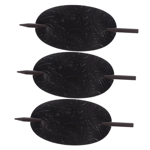 PartyKindom 3 Stück Braut Haarschmuck Barrettes Für Frauen Haarstyling-stifte Haarbarrette Mit Stick Haarschmuck Für Damen Haare Für Brötchen Haarnadel Clips Bobby Haarzubehör Holz Schwarz von PartyKindom