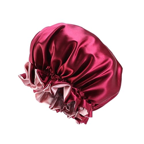 PartyKindom 3 Stück Breitkrempige Damen Schlafmütze Gegen Haarausfall Doppelseitige Chemotherapie Mütze Haarschutz Für Dusche Und Schlaf Elastische Einheitsgröße (khaki Blau Weinrot) von PartyKindom