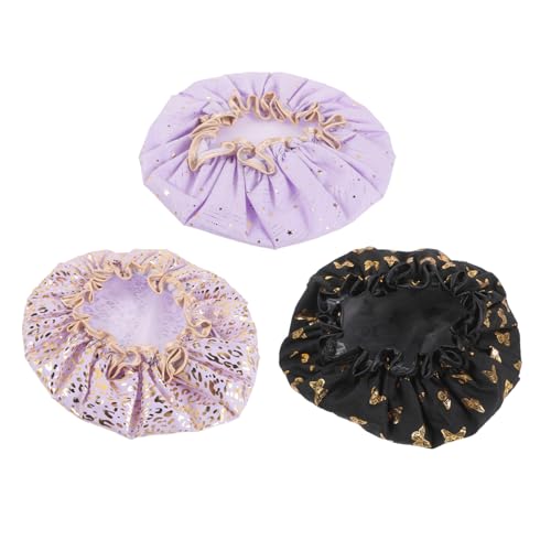 PartyKindom 3 Stück Doppellagige Wasserdichte Duschhaube für Damen Elastische Badekappen Schützend gegen Wasser Öl und Dampf Geeignet als Sauna und Küchenhaube in Modischen Farben von PartyKindom