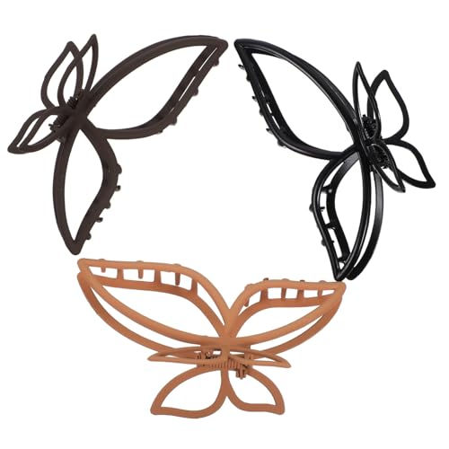 PartyKindom 3 Stück Große Haarklammern für Dickes Haar Teiliges Mattierte Jumbo Haarklammern in Khaki Braun und Schwarz Robuste Haarspangen für Damen Sicherer Beim Sport und Alltag von PartyKindom