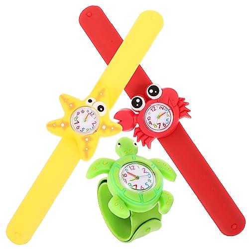PartyKindom 3 Stück Kinderuhr mit Meeresmotiven Digitale Slap Armbanduhr für Jungen und Mädchen Cartoon Tiere Krabbe Schildkröte Zufällige Farben Zufällige Farbe Zufällige Farbe von PartyKindom