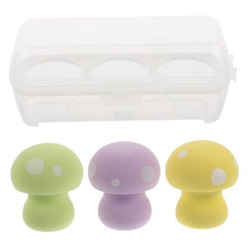 PartyKindom 3 Stück Make Up Kissen Puff Weicher Langlebiger Schwamm in Pilzform für Gleichmäßiges Auftragen von Foundation und Puder Nass und Trocken Verwendbar für Hauttypen von PartyKindom