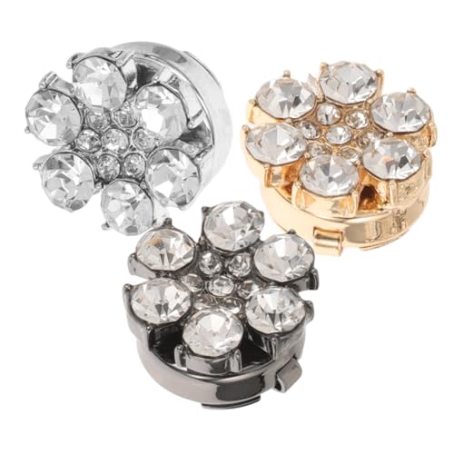 PartyKindom 3 Stück Manschettenknöpfe Blumen Design mit Funkelnden Strasssteinen Schmuckknöpfe in Silber Gold und Gunmetal Geschenkbox Stilvolle Accessoires für Hemden und Anzüge von PartyKindom